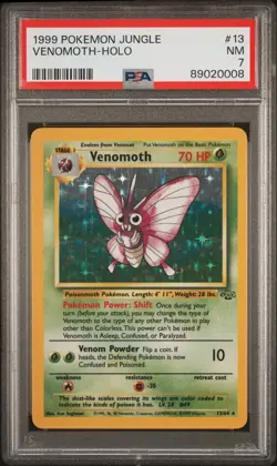 Graded PSA 7 1999 Pokemon Jungle - Venomoth - HOLO #13 - Image 1