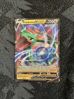 Pokemon TCG Rayquaza v Evolving Skies Holo Ultra Rare Card 110/203 - Image 1