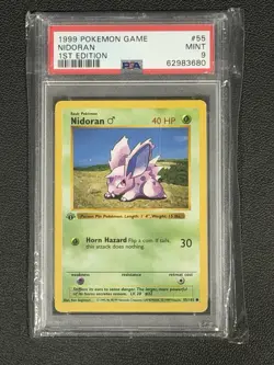 1999 Pokemon Nidoran 1st First Edition PSA 9 Near Mint Card 55 Shadowless Rare - Image 1