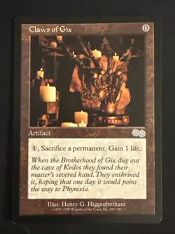 1x Claws of Gix (290) Urza's Saga LP MTG Magic the Gathering x1 MKE - Image 1