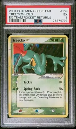 Pokemon EX Team Rocket Returns 109/109 Treecko Gold Star PSA 5 - Image 1
