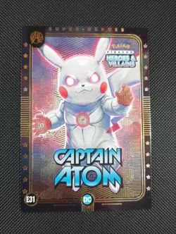 Captain Atom (Pikachu) #E31 - Gold Holo - Heros & Villains Flash Edition Pokemon - Image 1