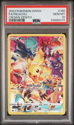 2023 POKEMON SWORD & SHIELD CROWN ZENITH #160 FULL ART/PIKACHU PSA 10 - Image 1