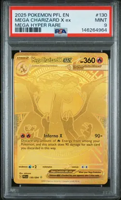 2025 POKEMON PFL EN-PHANTASMAL FLAMES MEGA HYPER RARE MEGA CHARIZARD X EX PSA 9 - Image 1