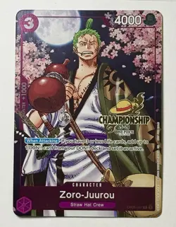 One Piece Zoro-Juurou OP05-067 CS 25-26 Event Pack PROMO CHAMPIONSHIP STAMP - Image 1