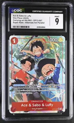 2025 One Piece Carrying On His Will Ace & Sabo & Luffy CGC 9 #OP13-007 - Image 1