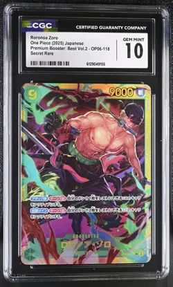 2025 One Piece Premium Booster: Best Vol.2 Roronoa Zoro CGC 10 #OP06-118 - Image 1
