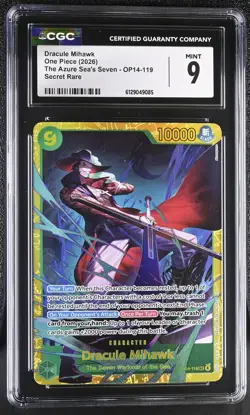2026 One Piece The Azure Sea's Seven Dracule Mihawk CGC 9 #OP14-119 - Image 1