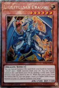 Yugioh RA04-EN176 - Lightpulsar Dragon - Platinum Secret Rare - 1st Edition NM - Image 1