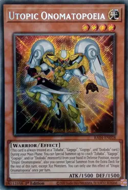 RA04-EN028 Utopic Onomatopoeia : Secret Rare 1st Edition Mint YuGiOh Card - Image 1