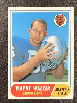 1968 Topps Football Wayne Walker Card #26 NM Detroit Lions - Image 1