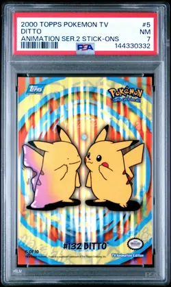 2000 Topps Pokemon TV Animation Series 2 Stick-Ons Ditto #5 PSA 7 - Image 1