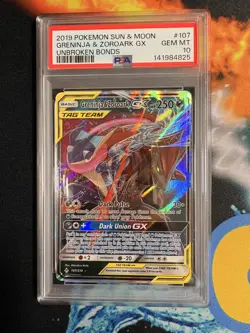 Greninja & Zoroark GX 107/214 - Unbroken Bonds Pokemon Card - PSA 10 - GEM MINT - Image 1