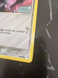 Pokemon Aron 44/100 2006 Crystal Guardians LP Stamped Reverse Holo Card - Image 2