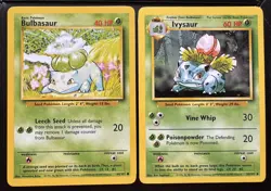 Rare Pokemon TCG Cards Bulbasaur Common 44/102 Ivysaur Uncommon 30/102 - Image 1