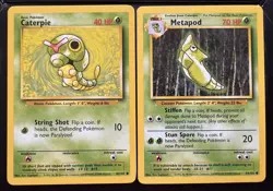 Rare Pokemon TCG Cards Caterpie Common 45/102 Metapod Common 54/102 - Image 1