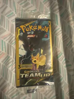 1 Double Pack Pokemon SM Team Up 3-card 2 Mini Booster Packs Zekrom and Pikachu - Image 1