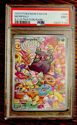 PSA 9 Morpeko Paradox Rift Illustration Rare Pokemon Card 206/182 PAR EN - Image 1