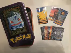 Vintage 1999 Topps Pokemon Series 1 Lot + Bulbasaur Tin - 23 Cards - 4 Foils - Image 1