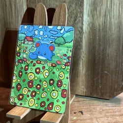 Hand Painted Custom Flower Background Marill Pokemon - Image 2