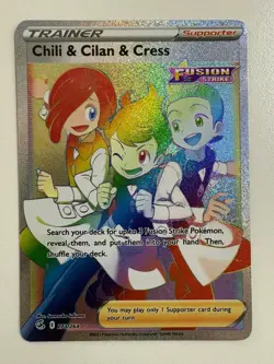 Pokemon TCG: 2021 Fusion Strike Rainbow Secret Rare Chili, Cilan & Cress 273/264 - Image 1