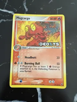 Pokemon TCG Magcargo EX Deoxys 37/107 Reverse Holo Uncommon Stamped HP - Image 1