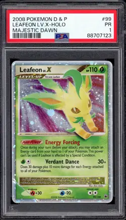 2008 Pokemon Diamond & Pearl Majestic Dawn Leafeon LV.X-Holo #99 PSA 1 POOR - Image 1