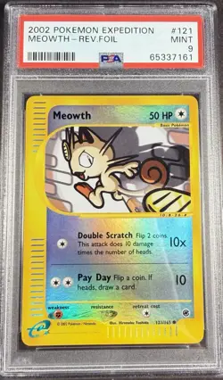 2002 Pokemon Expedition 121 Meowth Reverse PSA 9 Mint - Image 1