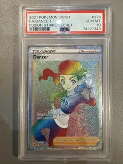 2021 PSA 10 FA Dancer #274 Rainbow Secret Rare Pokemon TCG SWSH Fusion Strike - Image 1