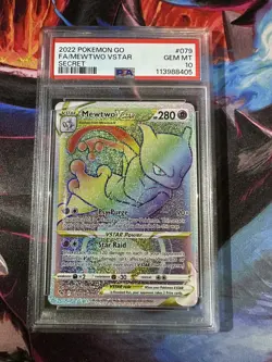 Mewtwo VSTAR Secret Rare 079/078 Pokemon Go PSA 10 Gem Mint - Image 1