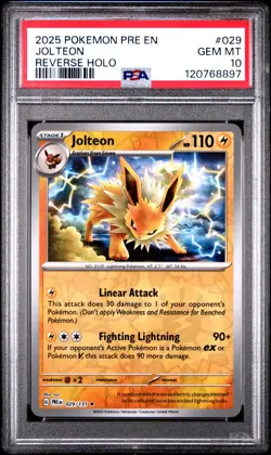2025 POKEMON PRE EN-PRISMATIC EVOLUTIONS REVERSE HOLO #029 JOLTEON PSA 10 - Image 1