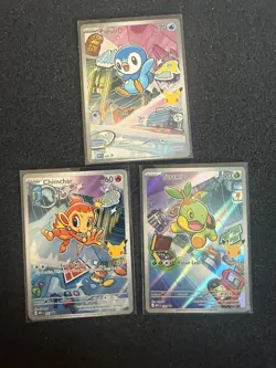 Pokemon 1st Partner Illustration Collections Turtwig #40 Chimchar #41 Piplup #42 - Image 1