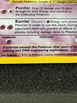 Pokemon TCG Mewtwo 10/130 1999 Base Set 2 Holo Rare - Image 3