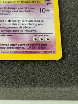 Pokemon TCG Mewtwo 10/130 1999 Base Set 2 Holo Rare - Image 4