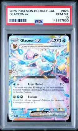 Glaceon ex 026/131 Pokemon Prismatic Evolutions Holiday Calendar - PSA 10 GEM MT - Image 1