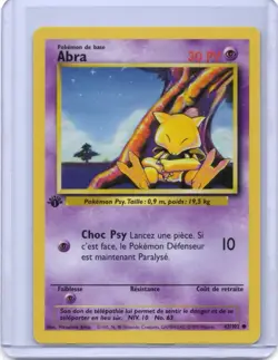 Carte Pokemon - Abra - 43/102 - Set de Base Edition 1 - 1999 - Image 1