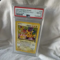 Pokemon Birthday Pikachu Holo Promo Black Star PSA 8 24 English - Image 1
