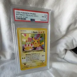 Pokemon Birthday Pikachu Holo Promo Black Star PSA 8 24 English - Image 3