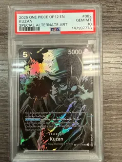 2025 ONE PIECE OP12 LEGACY OF THE MASTER OP10-082 KUZAN SP ALT ART PSA 10 GEM MT - Image 1