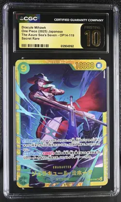2025 One Piece The Azure Sea's Seven Dracule Mihawk Japanese CGC 10 #OP14-119 - Image 1