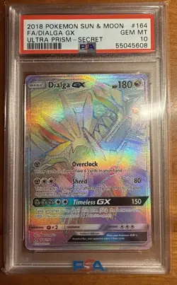 2018 POKEMON SUN & MOON ULTRA PRISM SECRET #164 FULL ART/DIALGA GX PSA 10 - Image 1
