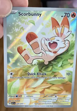 Scorbunny 225/217 ASC Holo Basic Fire 70 HP 10+ Attack Pokemon TCG - Image 3