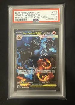 2025 POKEMON PFL EN-PHANTASMAL FLAMES #125 MEGA CHARIZARD X EX PSA 9 - Image 1