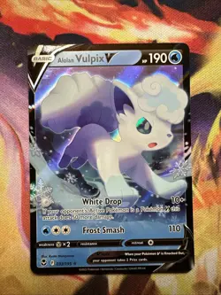 Alolan Vulpix V - 033/195 Ultra Rare Silver Tempest Pokemon TCG NM - Image 1