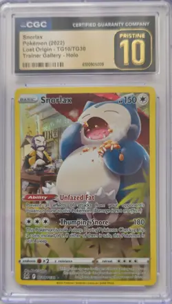 💥CGC Pristine 10 Pokemon TCG 2022 Lost Origin #TG10/TG30 Snorlax - Image 1