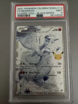 2021 Pokemon Celebrations Classic Collections Reshiram B/W #113 PSA 9 Mint! - Image 1