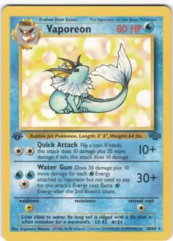 Vaporeon 28/64 Rare Jungle 1st Edition Pokemon LP - Image 1