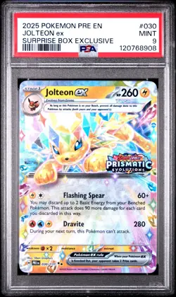 2025 POKEMON PRE EN-PRISMATIC EVOLUTIONS SURPRISE BOX EXCLUSIVE JOLTEON EX PSA 9 - Image 1
