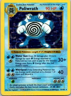 Poliwrath 13/102 Holo Holo Rare Base Set Shadowless Pokemon MP - Image 1