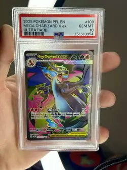2025 POKEMON PFL EN #109-PHANTASMAL FLAMES ULTRA RARE MEGA CHARIZARD X ex PSA 10 - Image 1